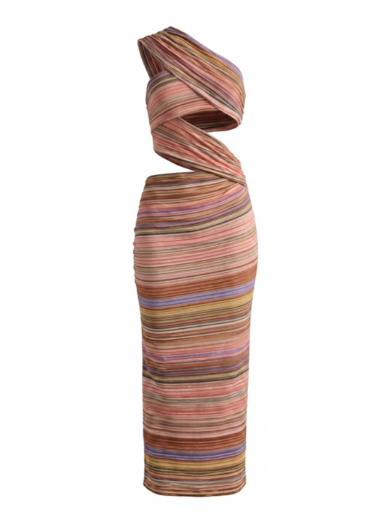 Ronny Kobo Collection Dresses & Skirts - Ronnie Kobo Corzo Rainbow Stripe Velvet Cutout Maxi Dress Medium M NWT